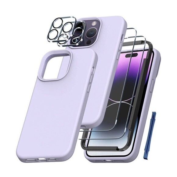 5-IN-1 iPhone 14 Plus Case w/ 2X Screen & Camera Lens Protectors, Elegant Purple - Picture 1 of 6